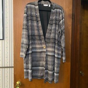 Black and Gray Patterned Open Cardigan